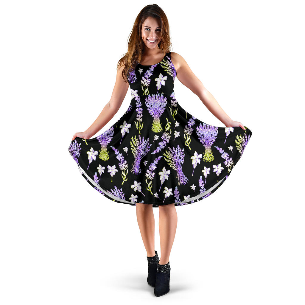 Lavender Pattern Print Design LV02 Midi Dress