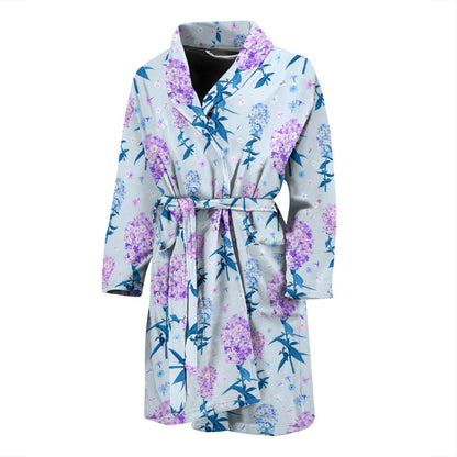 Lilac Pattern Print Design LI05 Men Bathrobe