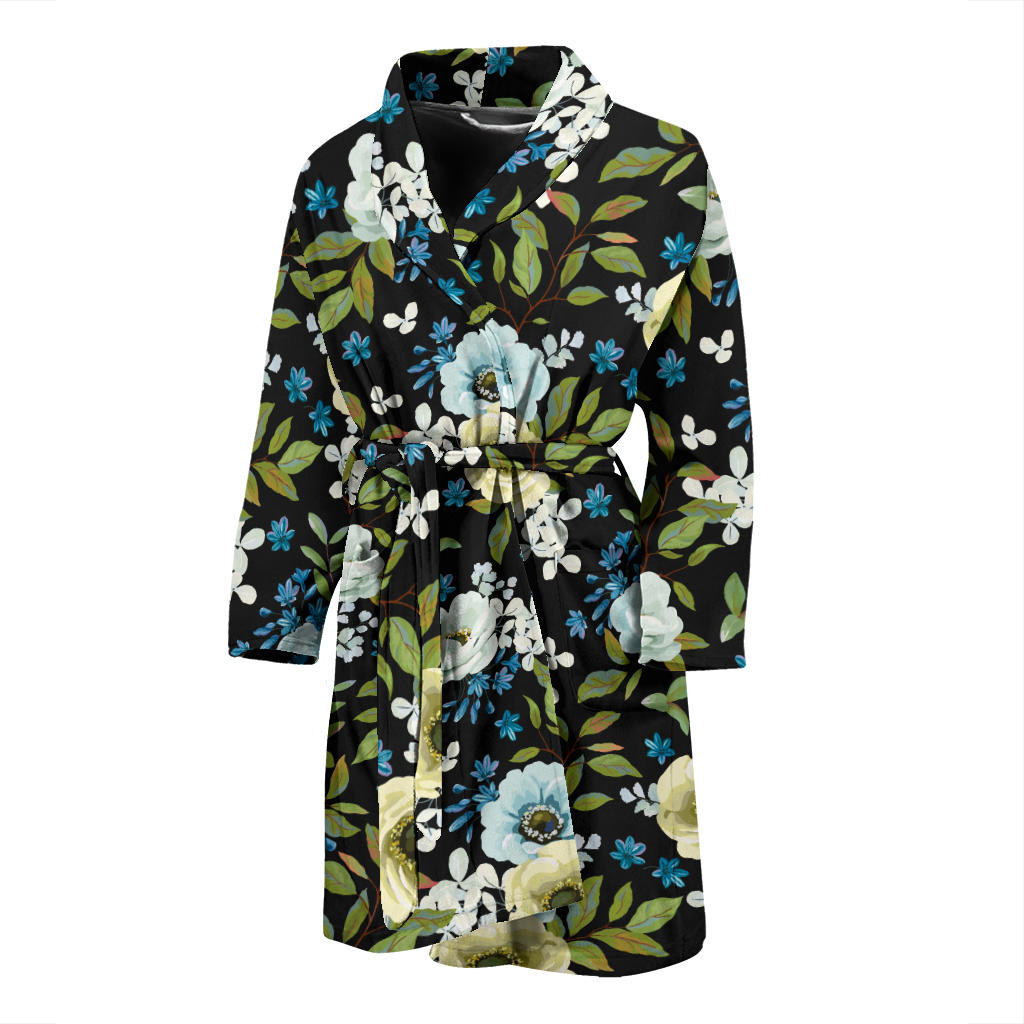 Anemone Pattern Print Design AM03 Men Bathrobe