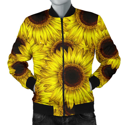 Sunflower Pattern Print Design SF011 Men Bomber Jacket