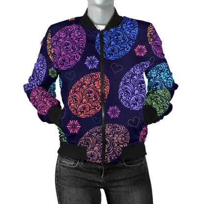 Easter Eggs Pattern Print Design RB012 Women Bomber Jacket