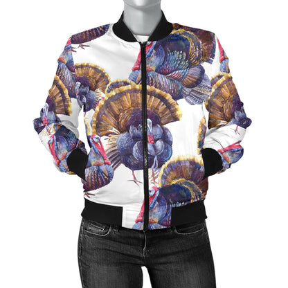 Turkey Pattern Print Design 01 Women's Bomber Jacket