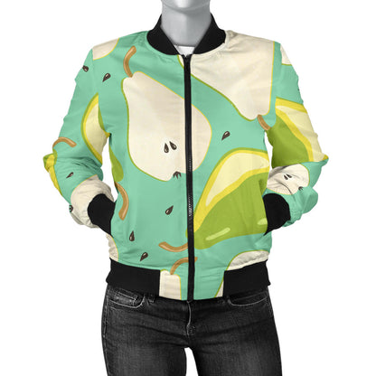 Pear Pattern Print Design PE04 Women Bomber Jacket