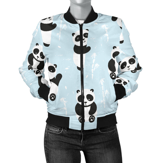 Panda Pattern Print Design A01 Women's Bomber Jacket
