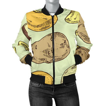 Potato Pattern Print Design A03 Women's Bomber Jacket