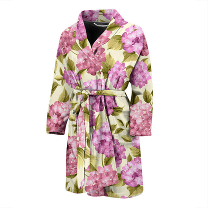 Hydrangea Pattern Print Design HD05 Men Bathrobe