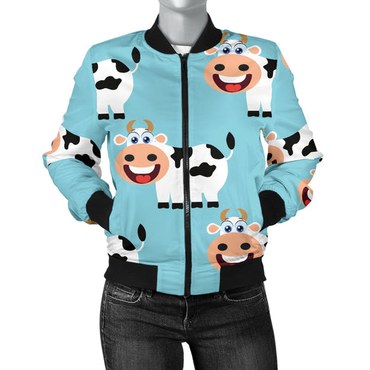 Cattle Cute Pattern Print Design 01 Women's Bomber Jacket
