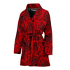 Rose Red Pattern Print Design RO04 Women Bathrobe