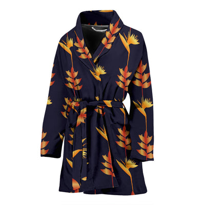 Heliconia Pattern Print Design HL06 Women Bathrobe