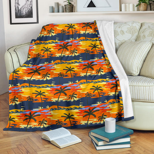 Palm Tree Pattern Print Design PT010 Fleece Blanket
