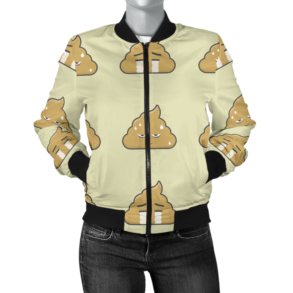 Poop Emoji Pattern Print Design A04 Women's Bomber Jacket