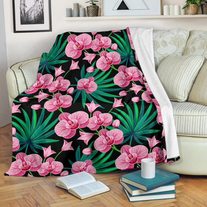 Orchid Pink Pattern Print Design OR06 Fleece Blanket