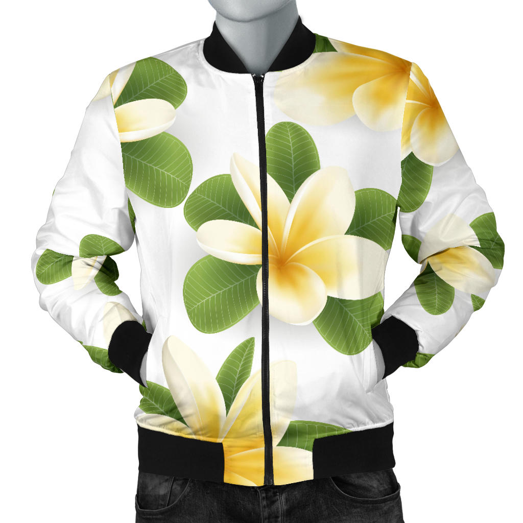 Yellow Plumeria Pattern Print Design PM012 Men Bomber Jacket