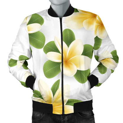 Yellow Plumeria Pattern Print Design PM012 Men Bomber Jacket