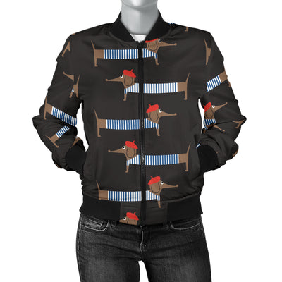 Dachshund Pattern Print Design 04 Women's Bomber Jacket