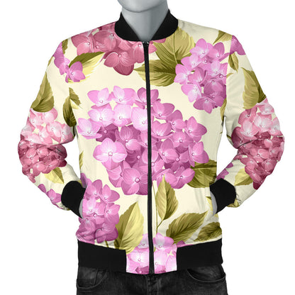 Hydrangea Pattern Print Design HD05 Men Bomber Jacket