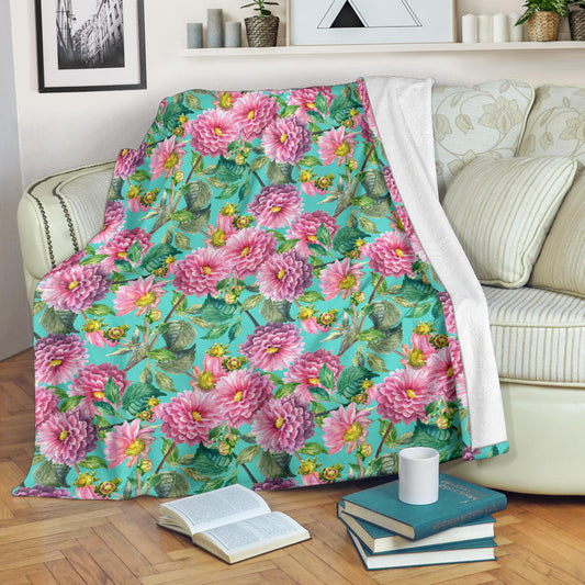 Dahlia Pattern Print Design DH07 Fleece Blanket