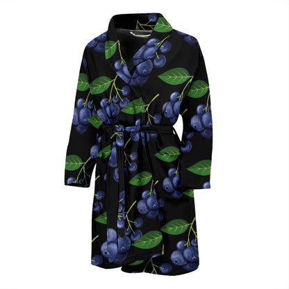 Blueberry Pattern Print Design BB01 Men Bathrobe
