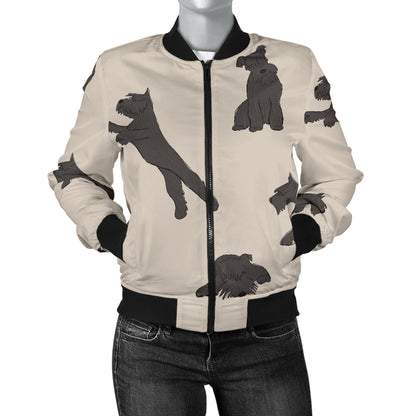 Schnauzers Pattern Print Design A06 Women's Bomber Jacket
