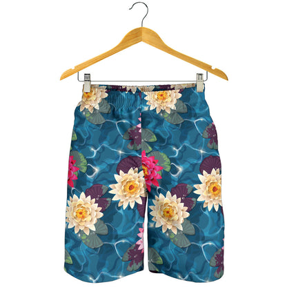 Water Lily Pattern Print Design WL05 Mens Shorts
