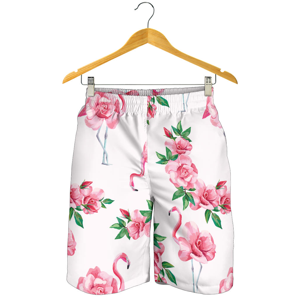 Flamingo Rose Pattern Mens Shorts