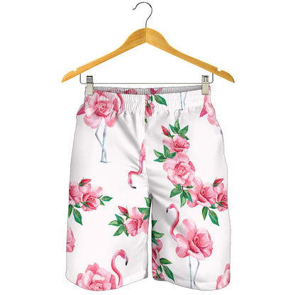 Flamingo Rose Pattern Mens Shorts