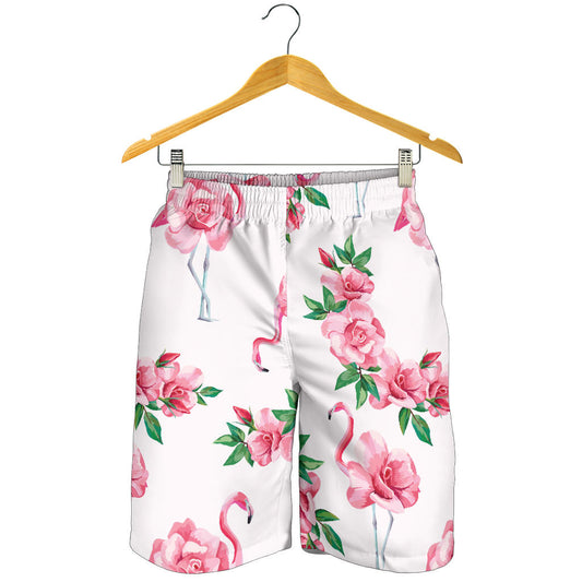 Flamingo Rose Pattern Mens Shorts