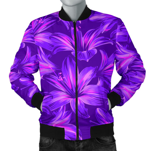 Amaryllis Pattern Print Design AL03 Men Bomber Jacket