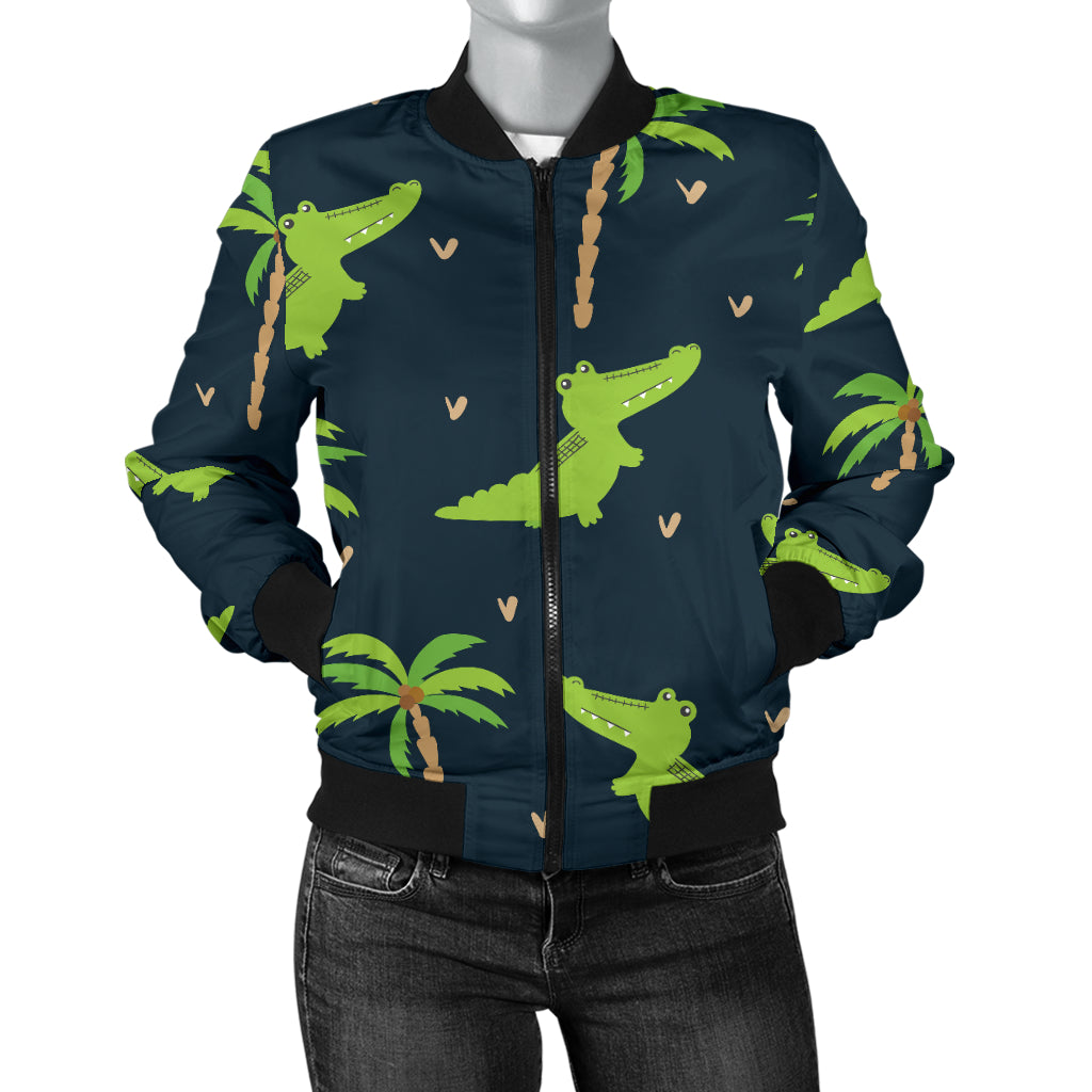 Alligator Pattern Print Design 02 Women's Bomber Jacket
