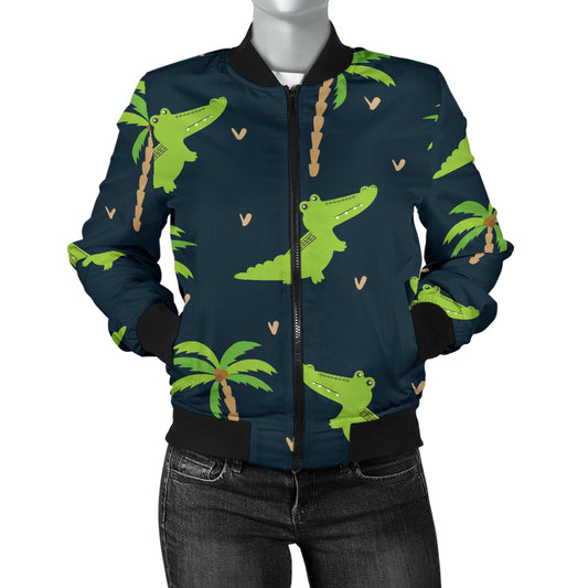 Alligator Pattern Print Design 02 Women's Bomber Jacket
