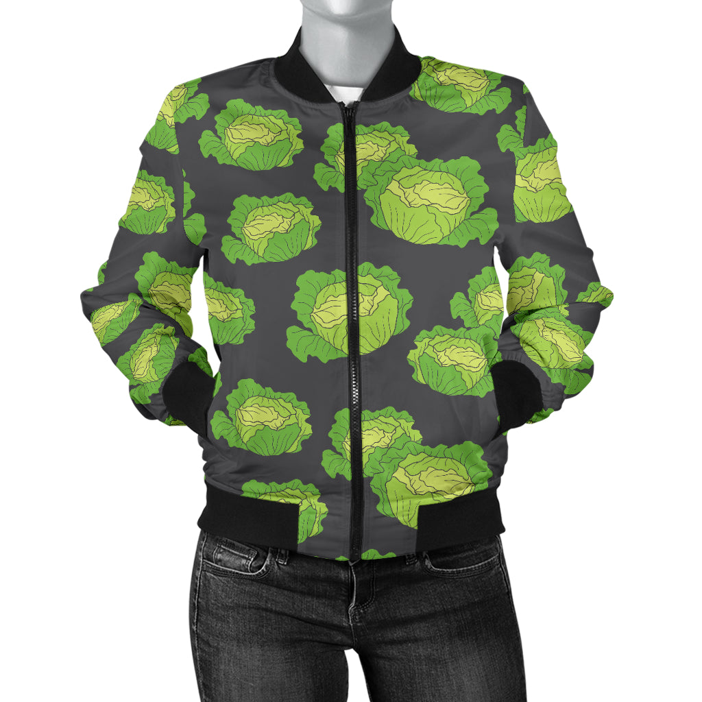 Cabbage Pattern Print Design 01 Women's Bomber Jacket