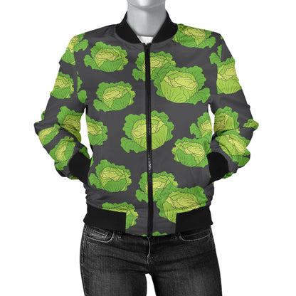 Cabbage Pattern Print Design 01 Women's Bomber Jacket