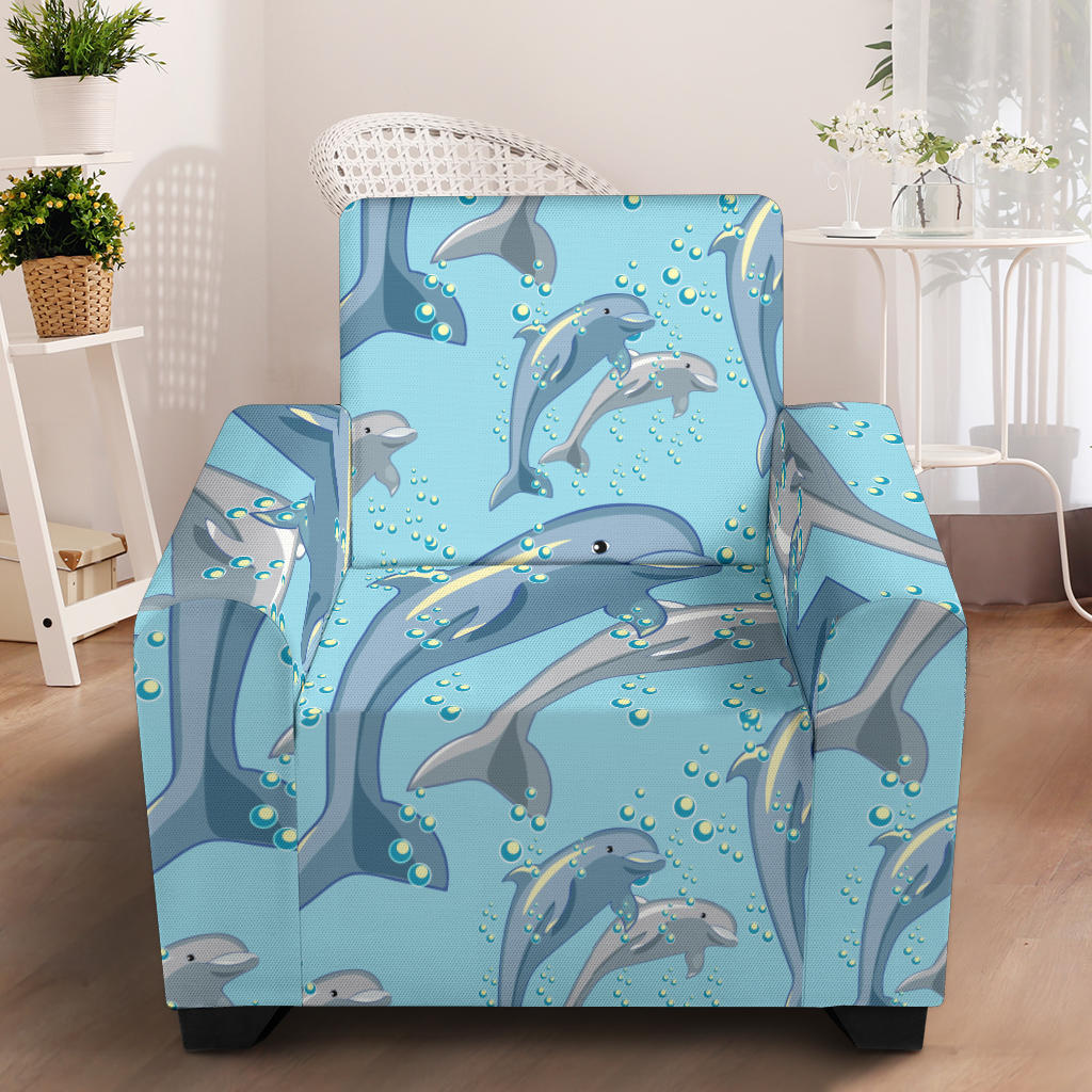 Dolphin Print Pattern Armchair Slipcover