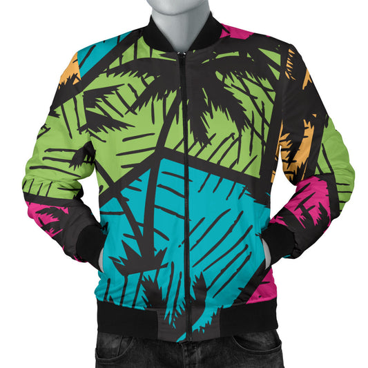 Palm Tree Pattern Print Design PT09 Men Bomber Jacket