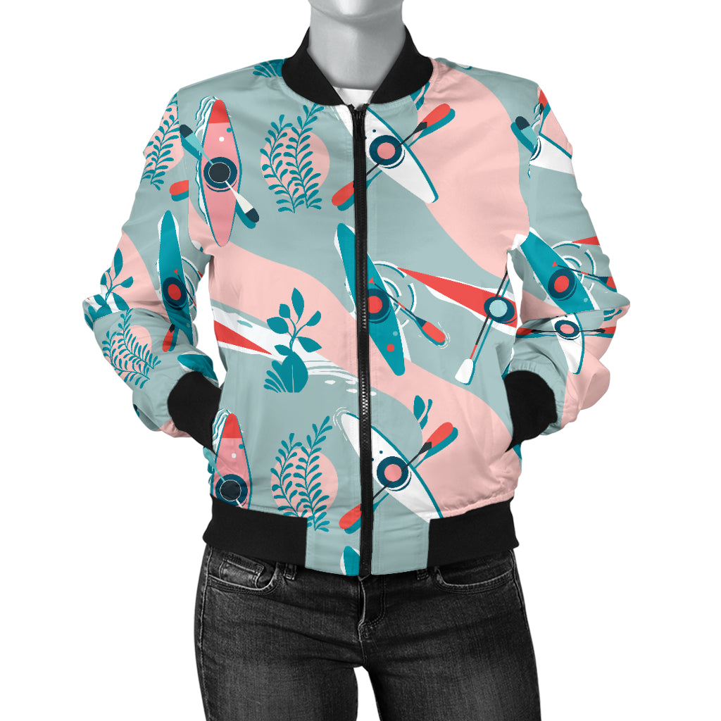 Kayak Pattern Print Design 05 Women's Bomber Jacket