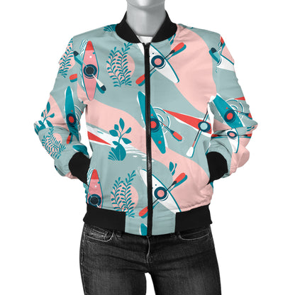 Kayak Pattern Print Design 05 Women's Bomber Jacket