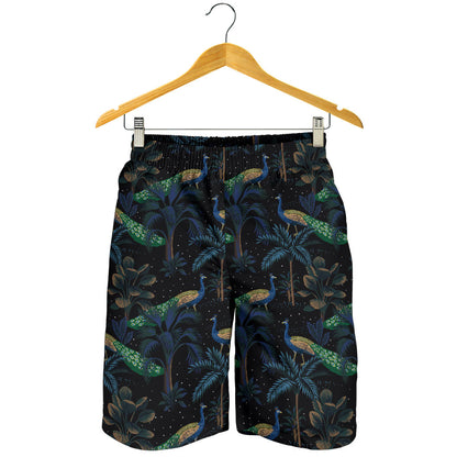 Rainforest Peacock Pattern Print Design A04 Mens Shorts