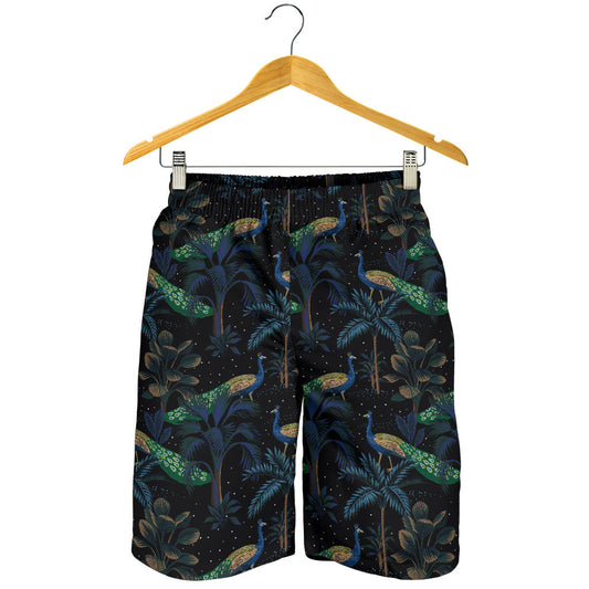 Rainforest Peacock Pattern Print Design A04 Mens Shorts