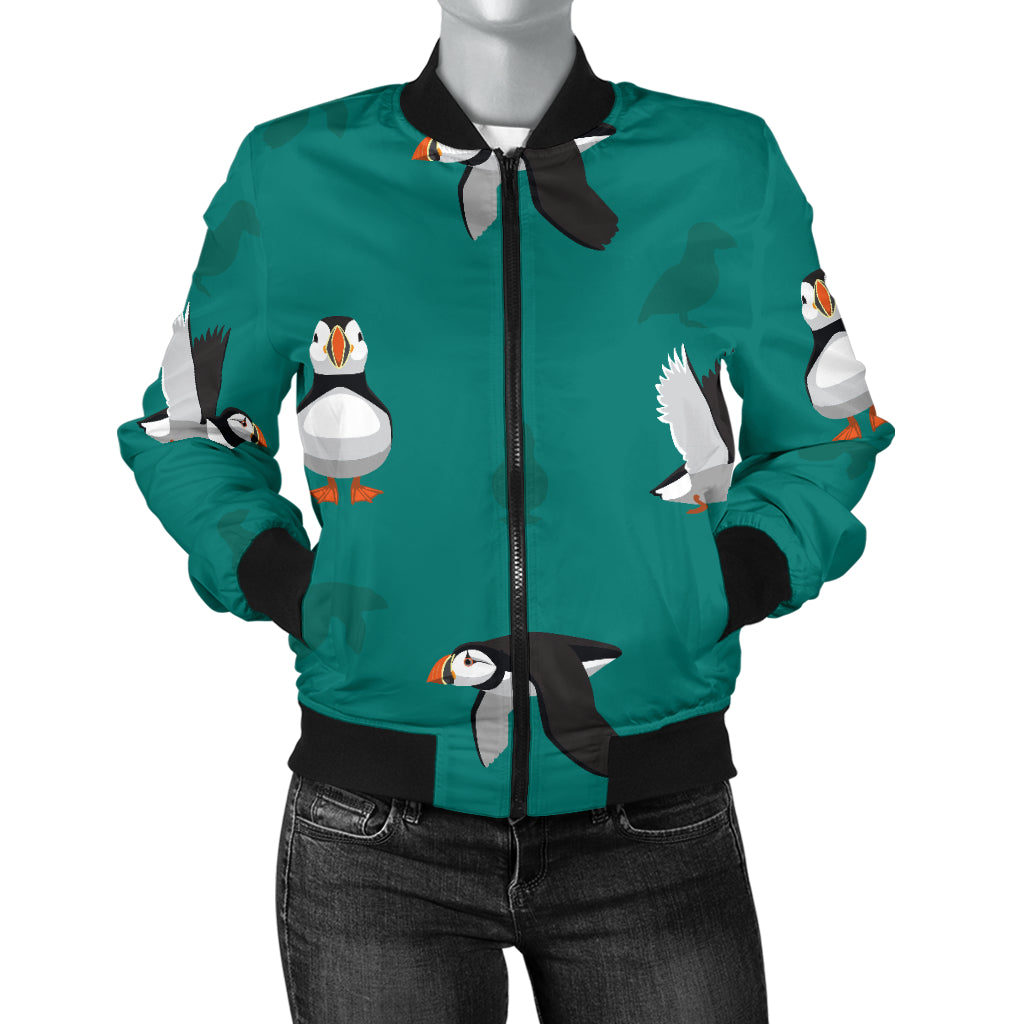 Puffin Pattern Print Design A02 Women's Bomber Jacket