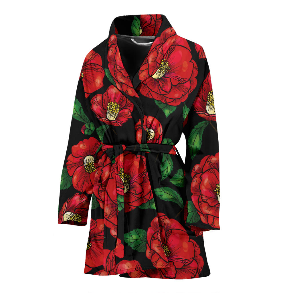 Camellia Pattern Print Design CM07 Women Bathrobe