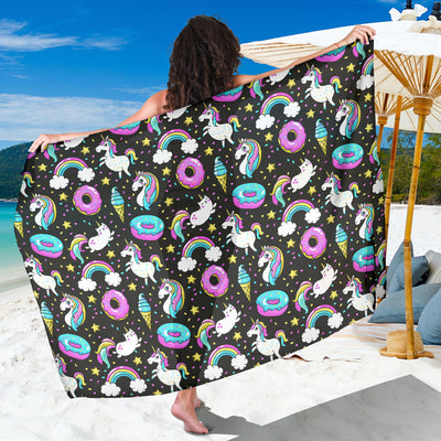 Donut Unicorn Pattern Print Design DN09 Sarong Pareo Wrap