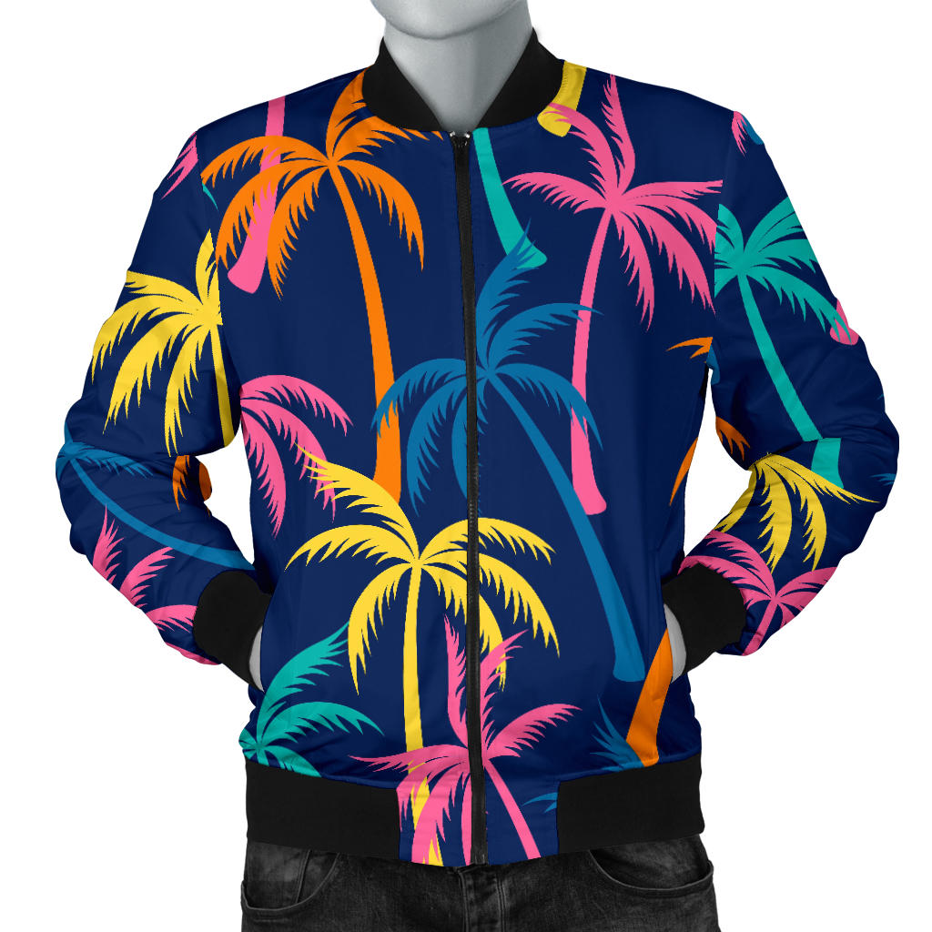 Palm Tree Pattern Print Design PT013 Men Bomber Jacket