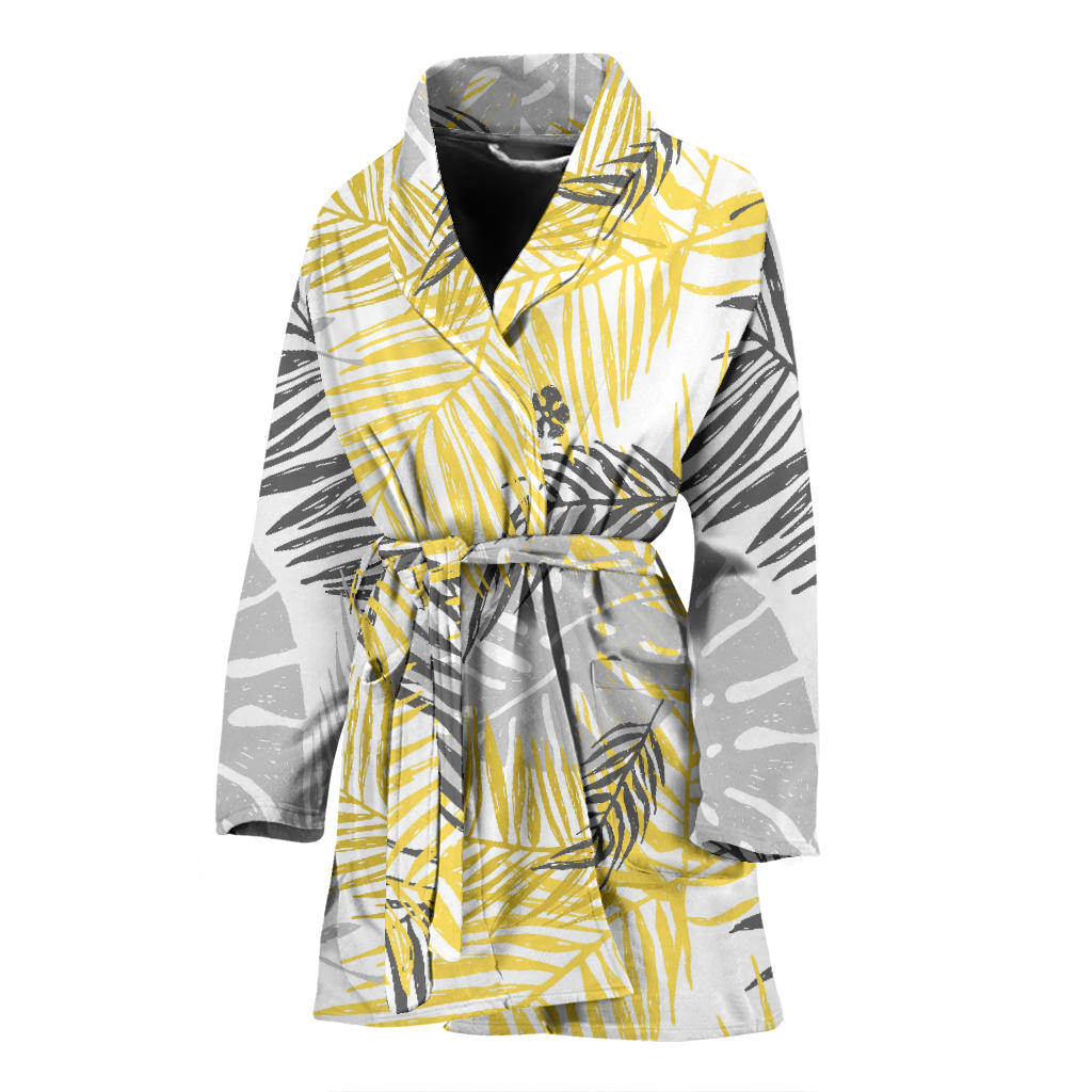 Palm Leaves Pattern Print Design PL012 Women Bathrobe