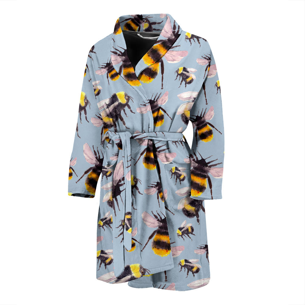 Bee Pattern Print Design BEE08 Men Bathrobe