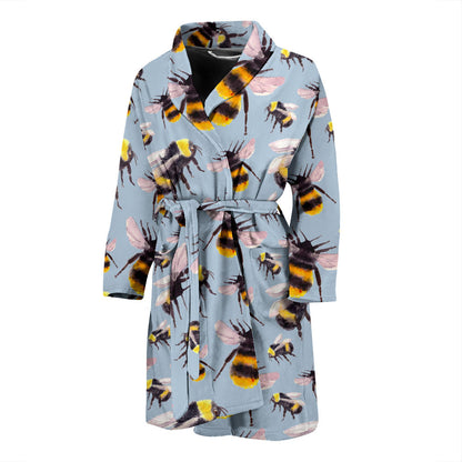 Bee Pattern Print Design BEE08 Men Bathrobe
