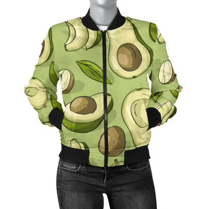 Avocado Pattern Print Design AC03 Women Bomber Jacket