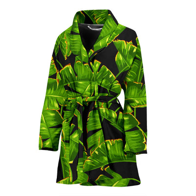 Banana Leaf Pattern Print Design BL06 Women Bathrobe