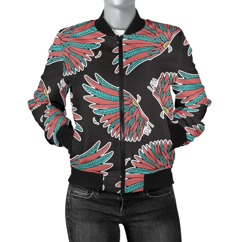 Angel Wings Pattern Print Design 05 Women's Bomber Jacket