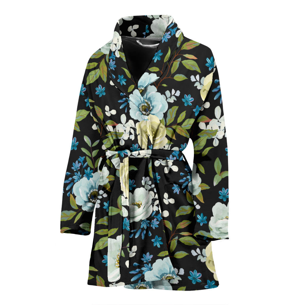 Anemone Pattern Print Design AM03 Women Bathrobe