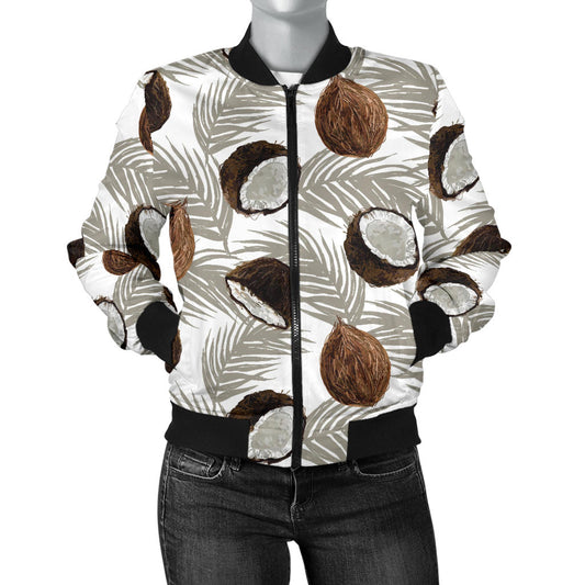 Coconut Pattern Print Design CN03 Women Bomber Jacket